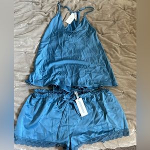 NWT Flora Nikrooz silky two piece set.  Beautiful blue color.